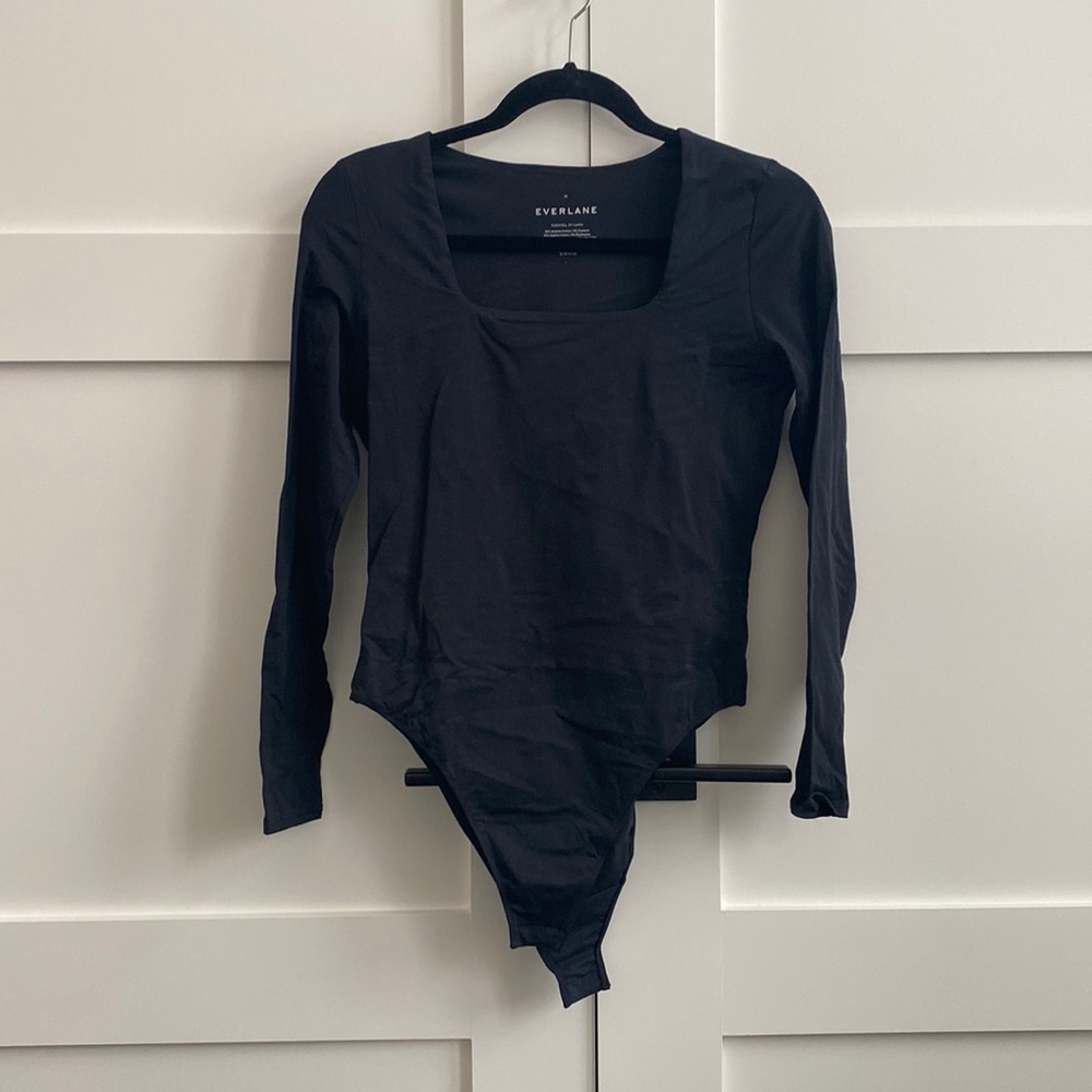 Evrlane never been worn or washed black square neck body suit.